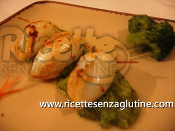 Calamari ripieni con purea di broccoli